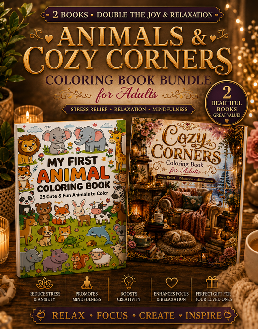 Pack of Two Animals and Cozy Corner Coloring Books