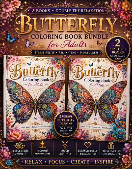Pack of Two Butterfly coloring Books
