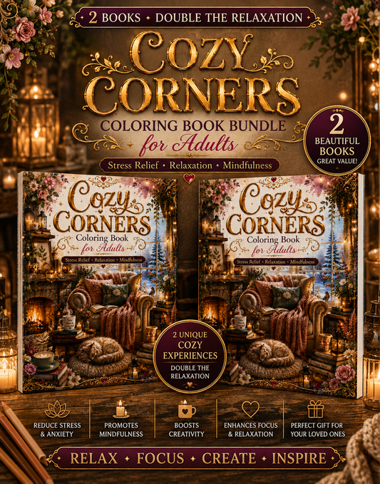 Pack of Two Cozy Corners Coloring Books