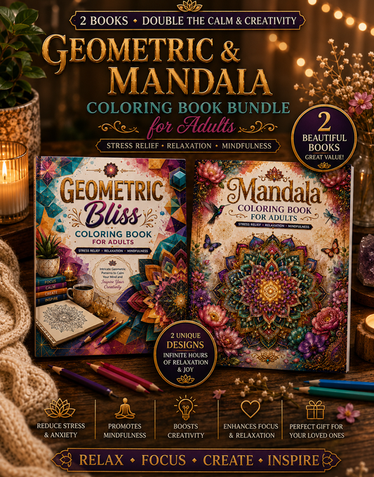 Pack of Two Geometric and Mandala coloring Books