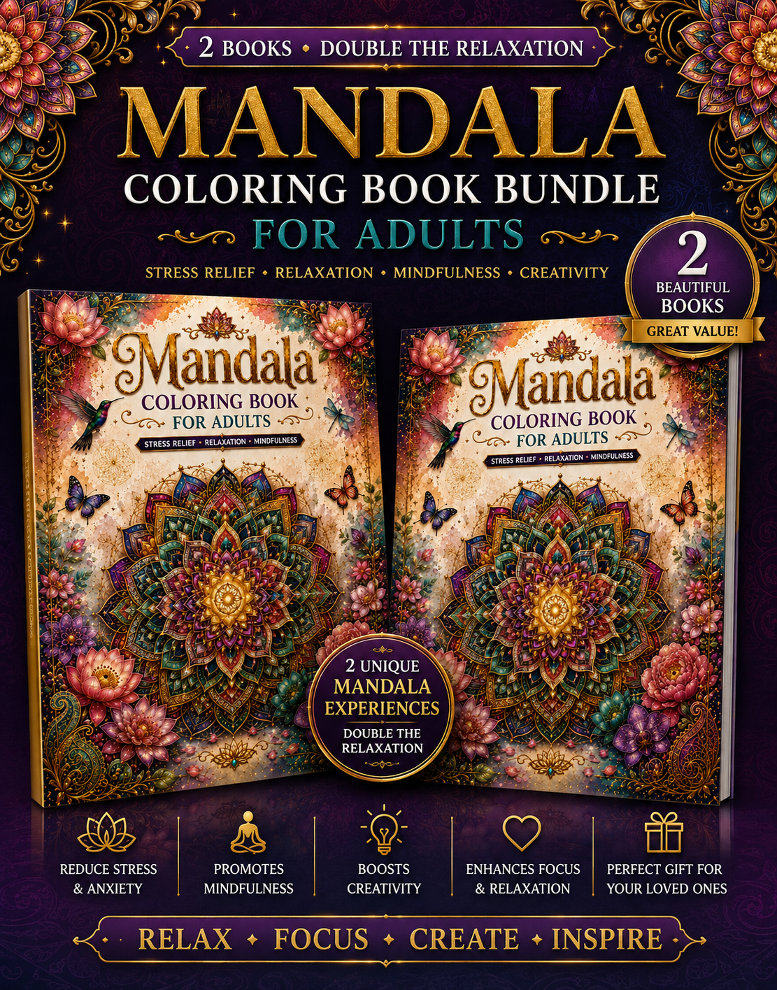 Pack of Two Mandala Coloring Books